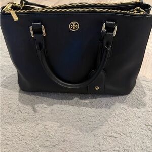Tory Burch Black Satchel with Gold Accents